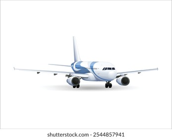 Realistic aircraft 3d. detailed passenger air plane isolated on white background. Passenger airplane in different views. Realistic 3D Passenger Aircraft on White Background – Detailed Airplane Views