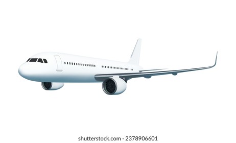 Realistic aircraft or airplane on side view, vector illustration