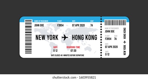 Realistic Airline Ticket Design Passenger Name Stock Vector (Royalty ...