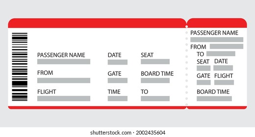 Realistic airline ticket design with passenger name. Vector illustration