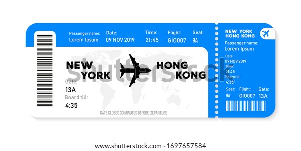Realistic airline ticket design with\
passenger name. Vector\
illustration