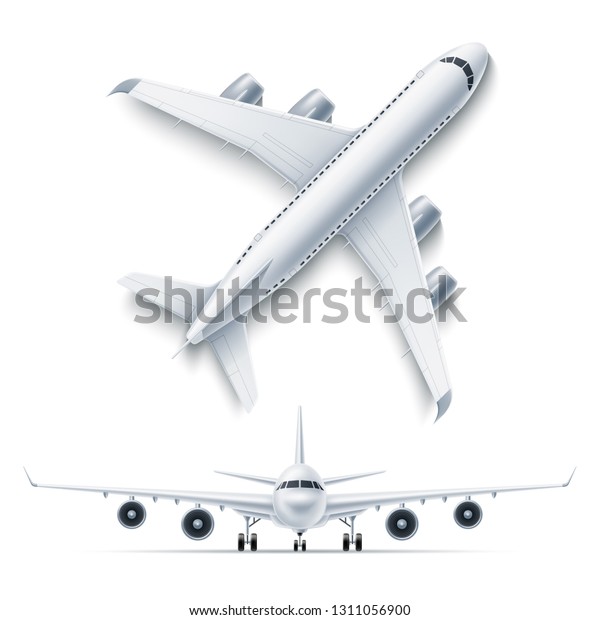 Download Realistic Airplane Mockup Top Front View Stock Vector Royalty Free 1311056900