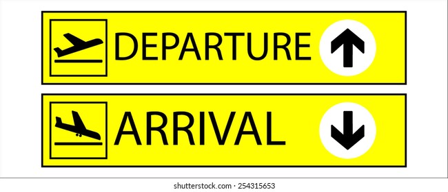 Realistic airport sign - arrivals and departures