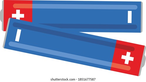 Realistic alkaline batteries isolated on a white background. Blue, red battery. Main battery for personal power supplies. Flat infographics. Vector illustration.