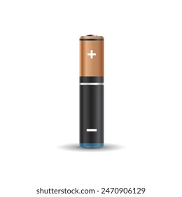 Realistic alkaline battery icon in flat style. Diffrent size accumulator vector illustration on isolated background. Accumulator recharge sign business concept.