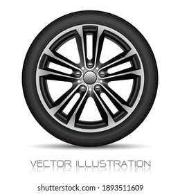 Realistic alloy wheel car tire style sport on white background vector illustration.