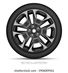 Realistic alloy wheel car tire style sport on white background vector illustration.