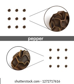 Realistic allspice pepper. Vector illustration isolated on white background. Easy to use in your design as an element of the background, can be rotated from different angles. EPS10.