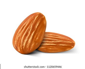 Realistic almond nuts isolated on white background. Vector illustration. Ready to use for your design, presentation, promo, ad. EPS10.