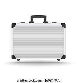 Realistic aluminum briefcase vector on isolated white background