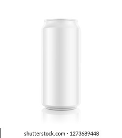 Realistic aluminum can mockup. Front view. Vector illustration. Can be used for beer, water, soda, energetic, etc. Easy to use for presentation your product, idea, design. EPS10.
