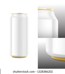 Realistic aluminum can mockup. Front view. Vector illustration. Can be used for beer, water, soda, energetic, etc. Easy to use for presentation your product, idea, design. EPS10.