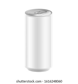 Realistic aluminum can mockup. Vector illustration isolated on white background. Can be used for beer, water, soda, energetic, etc. Easy to use for presentation your product, idea, design. EPS10.	