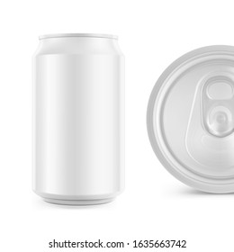 Realistic aluminum can mockup. Vector illustration isolated on white background. Can be used for beer, water, soda, energetic, etc. Easy to use for presentation your product, idea, design. EPS10.