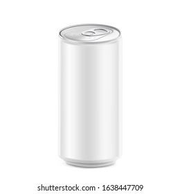 Realistic aluminum can mockup. Vector illustration isolated on white background. Can be used for beer, water, soda, energetic, etc. Easy to use for presentation your product, idea, design. EPS10.	