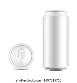 Realistic aluminum can mockup. Vector illustration isolated on white background. Can be used for beer, water, soda, energetic, etc. Easy to use for presentation your product, idea, design. EPS10.	
