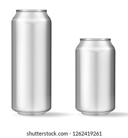 Realistic aluminum can on white background. Mockup, blank can with copy space svg