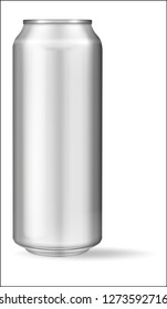 Realistic aluminum can on white background. Mockup, blank can with copy space