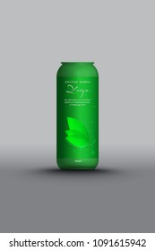 Realistic aluminum cans for juice and cola with white background for your design - 3D packaging design - Green Tea Mock up illustration