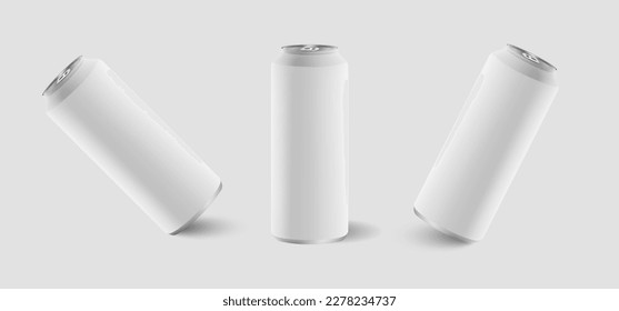 Realistic Aluminum Cans Product Packaging Vector Mockup Illustration