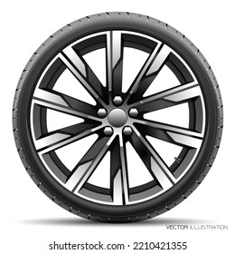 Realistic aluminum wheel car tire style racing luxury on white background vector illustration.