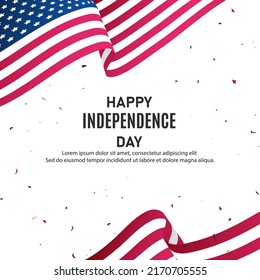 Realistic American flag background with confetti.