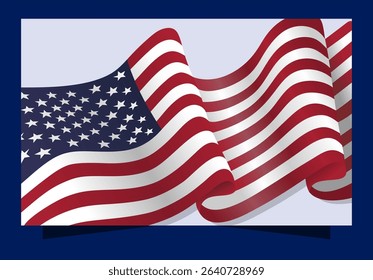 Realistic American Flag Illustration with Gentle Waves