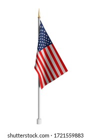 Realistic American Flag. Waving flag of the USA. 3D advertising textile vector flags. Template for products, advertizing, web banners, leaflets, certificates and postcards. Vector illustration