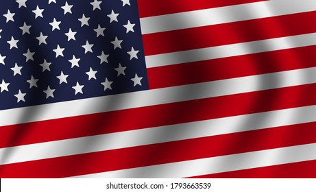realistic american flag waving vector
