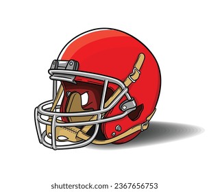 Realistic American football helmet. Equipment for protection of player.  Vector sport illustration on transparent background.