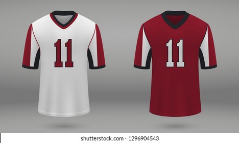 Realistic american football jersey of Atlanta Falcons, shirt template for kit. Vector illustration