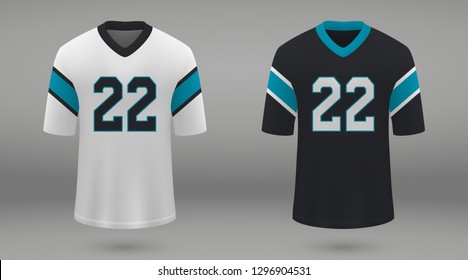Realistic american football jersey of Carolina , shirt template for kit. Vector illustration