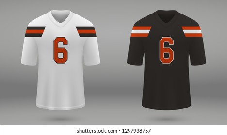 Realistic American Football Jersey Cleveland Browns. Shirt Template For Kit. Vector Illustration