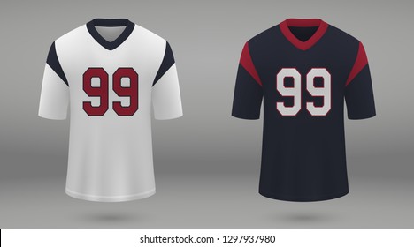 Realistic american football jersey Houston Texans, shirt template for kit. Vector illustration