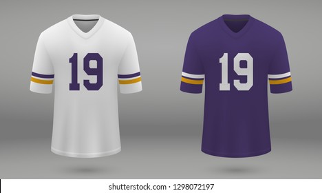 Realistic american football jersey Minnesota Vikings, shirt template for kit. Vector illustration