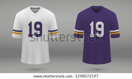 Realistic american football jersey Minnesota Vikings, shirt template for kit. Vector illustration