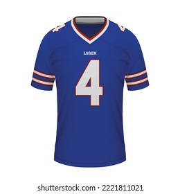 Realistic American football shirt of Buffalo, jersey template for sport uniform