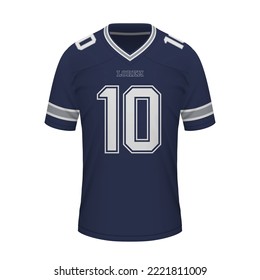 Realistic American football shirt of Dallas, jersey template for sport uniform