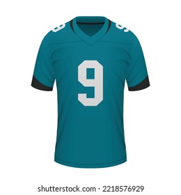 Realistic American football shirt Jacksonville Jaguars, jersey template for sport uniform