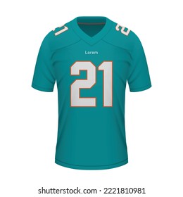 Realistic American football shirt of Miami, jersey template for sport uniform