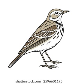 Realistic American Pipit Bird Artwork. Concept of Bird Design.
