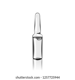 realistic ampoule on white background with reflection