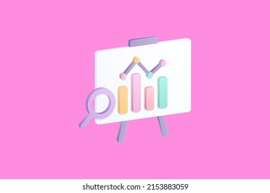 Realistic analysis presentation 3d icon design illustrations. Search, report, statistics, data ,business vector design concept