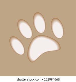 Realistic animal foot applique cut paper with soft shadow