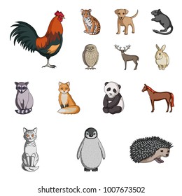 Realistic Animals Cartoon Icons In Set Collection For Design. Wild And Domestic Animals Vector Symbol Stock Web Illustration.