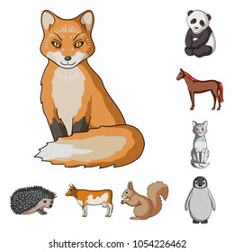Realistic animals cartoon icons in set collection for design. Wild and domestic animals vector symbol stock web illustration.