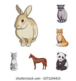 Realistic animals cartoon icons in set collection for design. Wild and domestic animals vector symbol stock web illustration.