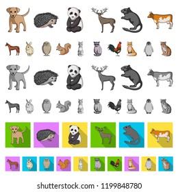 Realistic animals cartoon icons in set collection for design. Wild and domestic animals vector symbol stock web illustration.