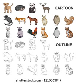 Realistic animals cartoon icons in set collection for design. Wild and domestic animals vector symbol stock web illustration.