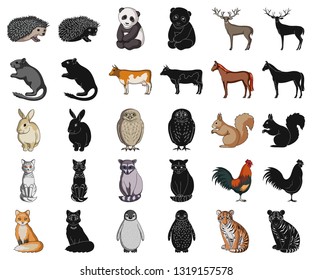 Realistic animals cartoon,black icons in set collection for design. Wild and domestic animals vector symbol stock web illustration.